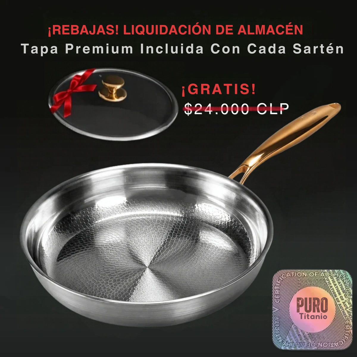 TitaniumBlaze® Sartén Clásica Pro 2.0 de Titanio Puro